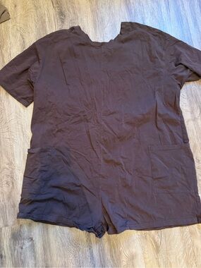 Women’s Short Sleeve Cotton Romper - Brown